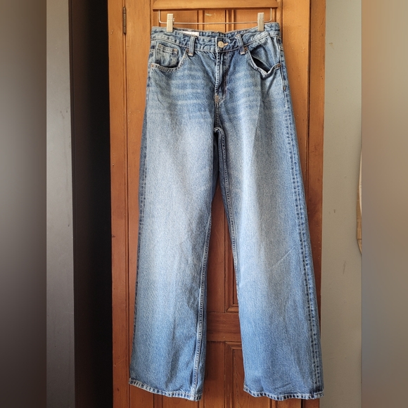 Zara High Waist Wide Leg Jeans Blue Size 4 - Picture 3 of 15